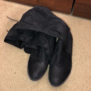 Thigh high velvet boots